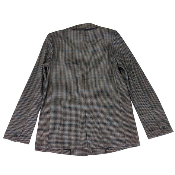 Sanctuary Daily Oxford Houndstooth Blazer Jacket‎ Size Small 1 Button Long Brown - Picture 2 of 9